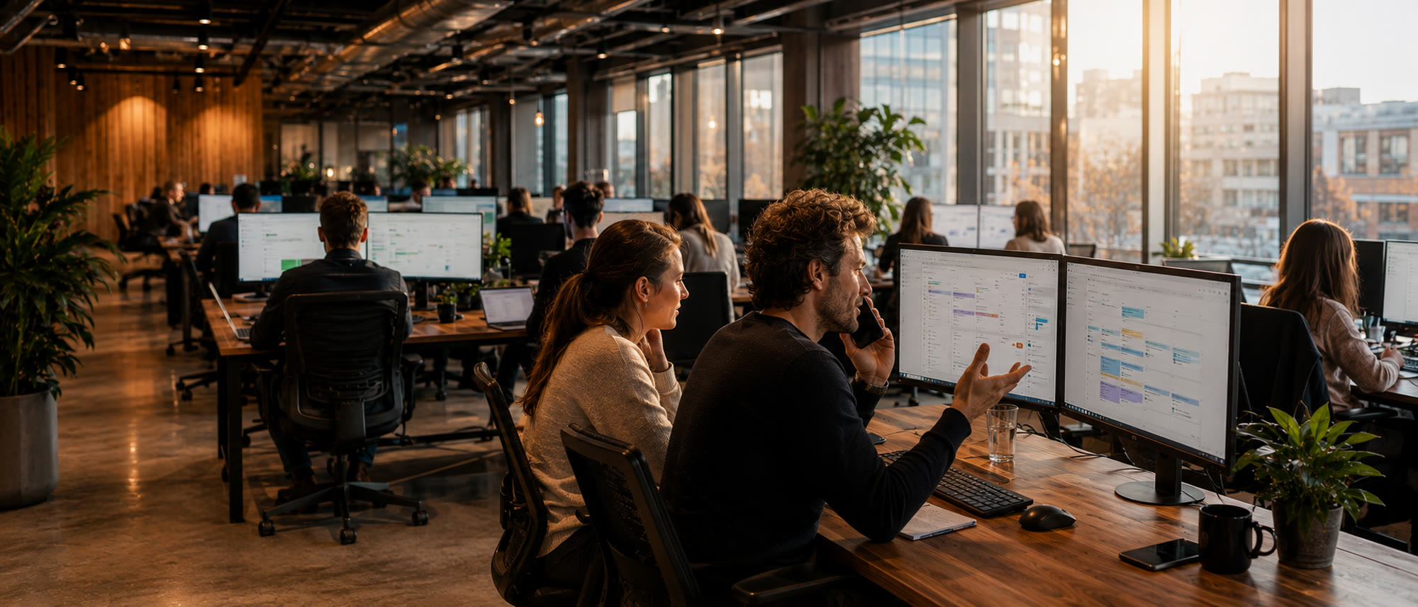 Moderne open-plan professionele team werkplek